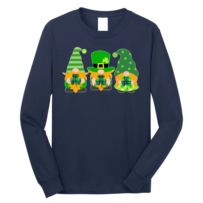 Cute St Patrick's Day Shamrock Gnomes Multi Patterns Long Sleeve Shirt