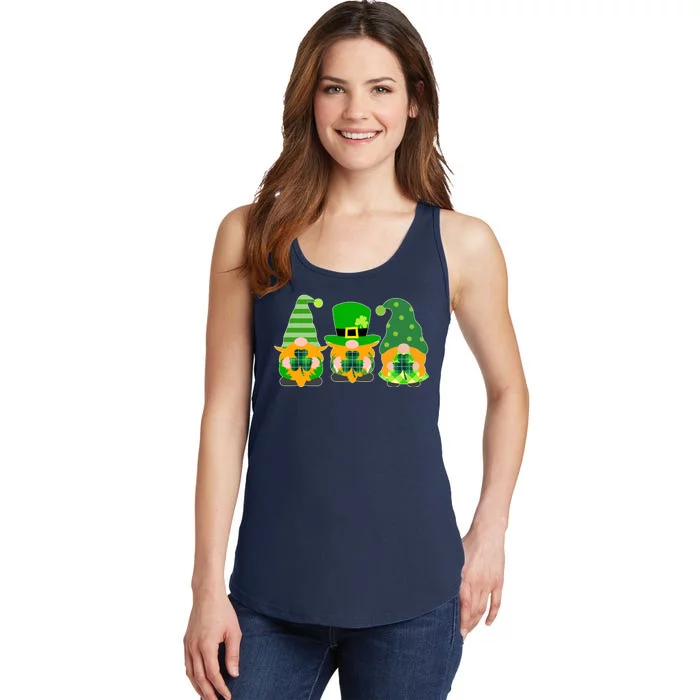 Cute St Patrick's Day Shamrock Gnomes Multi Patterns Ladies Essential Tank