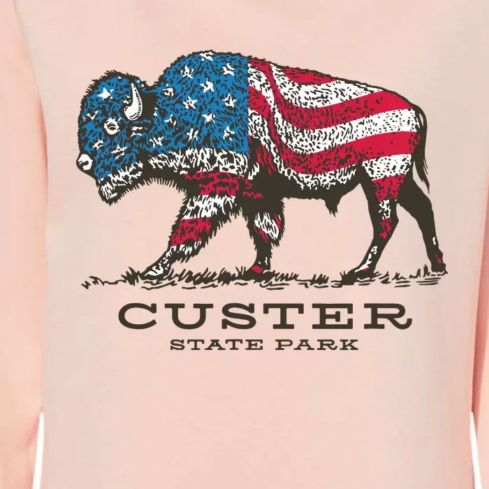 Custer State Park South Dakota Buffalo Roundup Patriotic Womens California Wash Sweatshirt