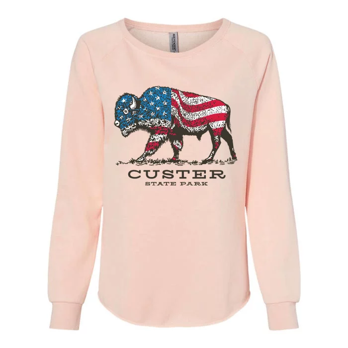 Custer State Park South Dakota Buffalo Roundup Patriotic Womens California Wash Sweatshirt