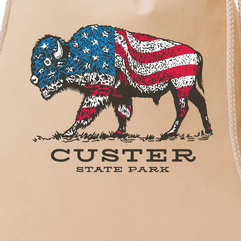 Custer State Park South Dakota Buffalo Roundup Patriotic Drawstring Bag