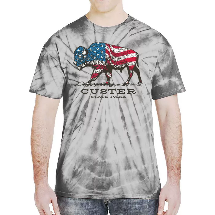 Custer State Park South Dakota Buffalo Roundup Patriotic Tie-Dye T-Shirt