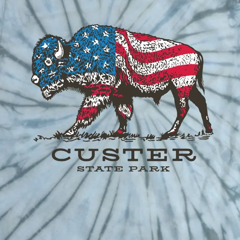 Custer State Park South Dakota Buffalo Roundup Patriotic Tie-Dye T-Shirt