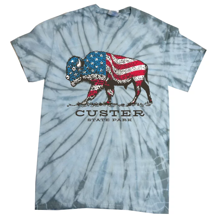 Custer State Park South Dakota Buffalo Roundup Patriotic Tie-Dye T-Shirt