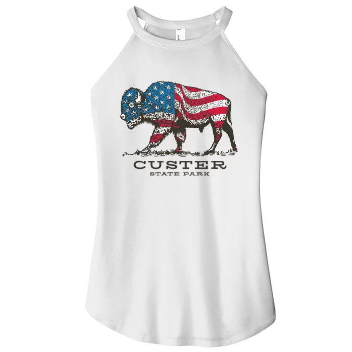 Custer State Park South Dakota Buffalo Roundup Patriotic Women’s Perfect Tri Rocker Tank