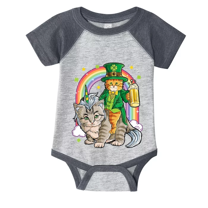 Cat St Patricks Day Leprechaun Riding Caticorn Unicorn Infant Baby Jersey Bodysuit