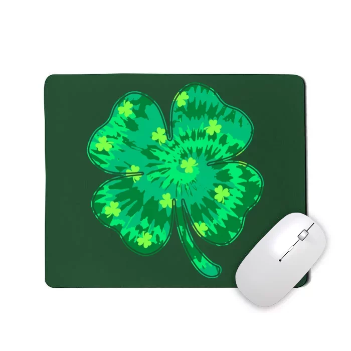 Cute St Patricks Day Tie Dye Shamrock Clover Mousepad