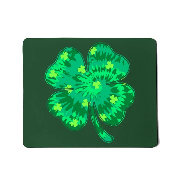 Cute St Patricks Day Tie Dye Shamrock Clover Mousepad