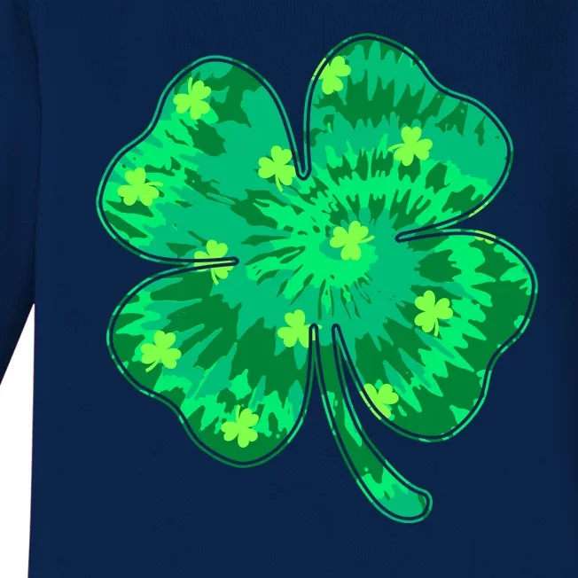 Cute St Patricks Day Tie Dye Shamrock Clover Baby Long Sleeve Bodysuit