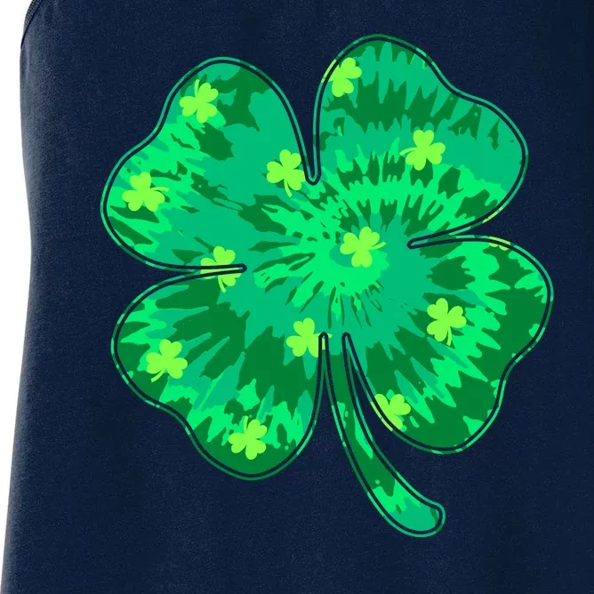 Cute St Patricks Day Tie Dye Shamrock Clover Women's Racerback Tank