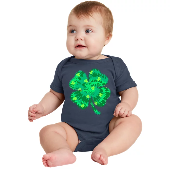 Cute St Patricks Day Tie Dye Shamrock Clover Baby Bodysuit