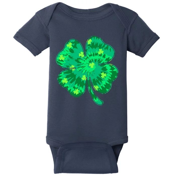 Cute St Patricks Day Tie Dye Shamrock Clover Baby Bodysuit