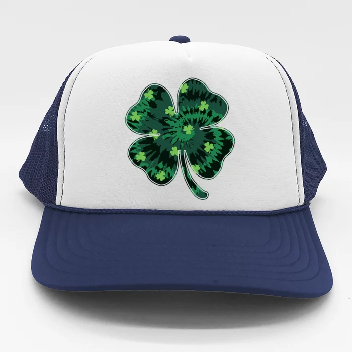 Cute St Patricks Day Tie Dye Shamrock Clover Trucker Hat