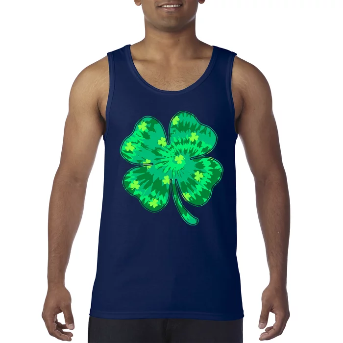 Cute St Patricks Day Tie Dye Shamrock Clover Tank Top