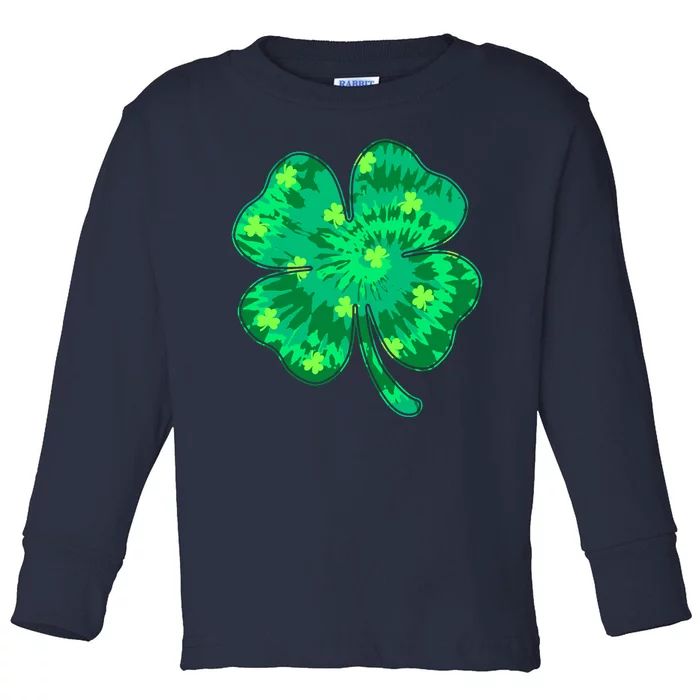 Cute St Patricks Day Tie Dye Shamrock Clover Toddler Long Sleeve Shirt