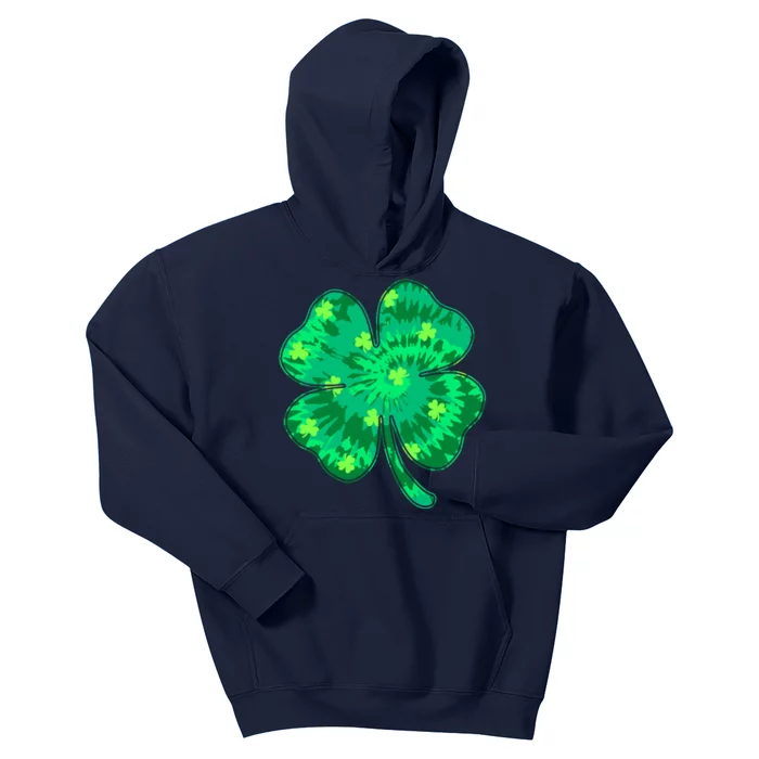 Cute St Patricks Day Tie Dye Shamrock Clover Kids Hoodie