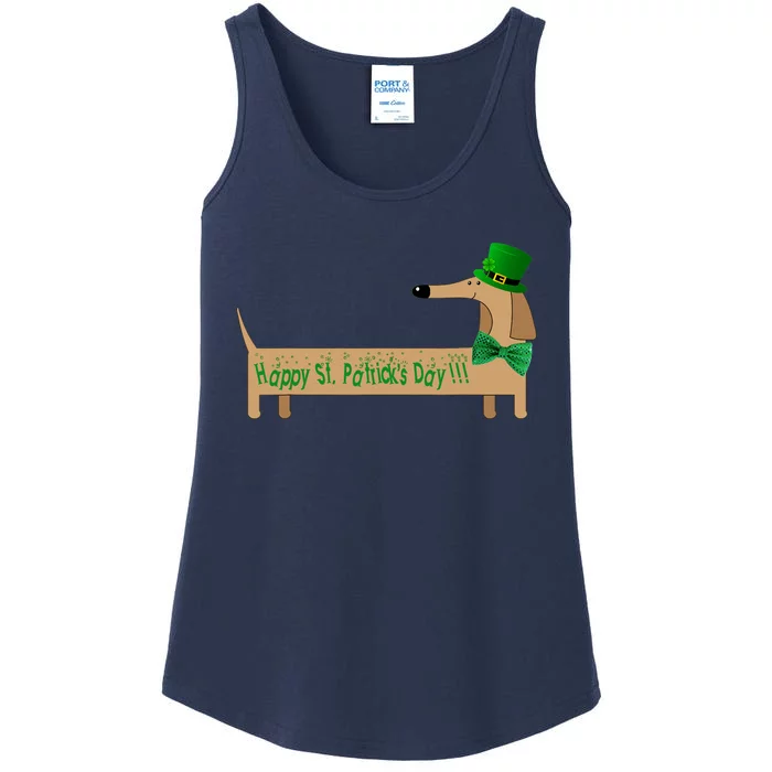 Cute Saint Patrick's Dachshund Doxie Wiener Dog Lover Ladies Essential Tank