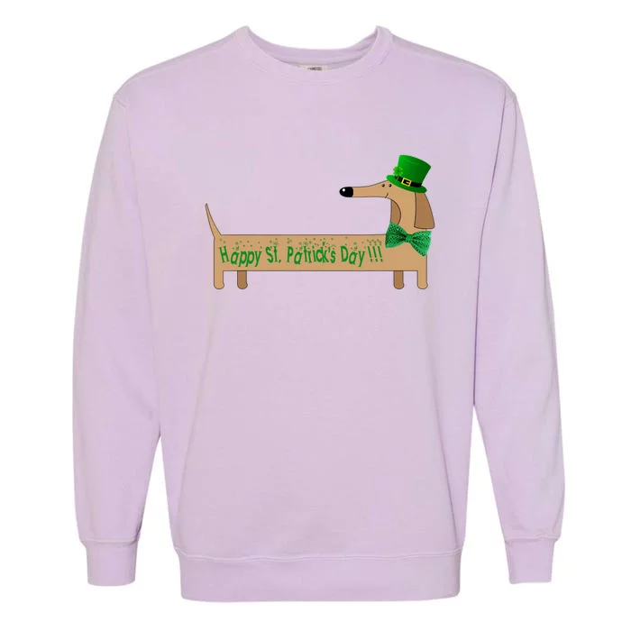 Cute Saint Patrick's Dachshund Doxie Wiener Dog Lover Garment-Dyed Sweatshirt