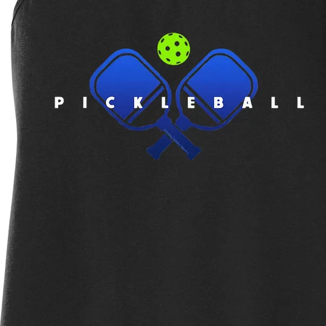 Cool Stylized Pickleball With Paddles And Ball Pickleball Women's Racerback Tank