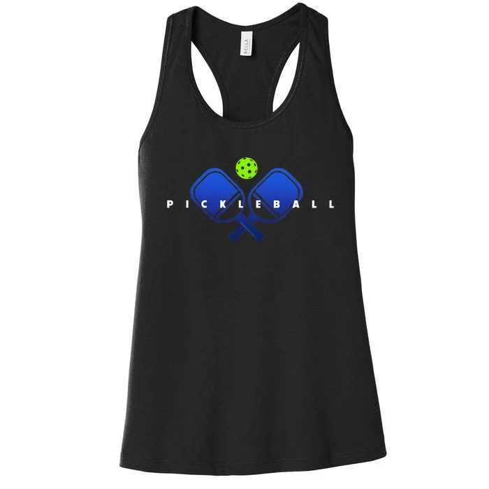 Cool Stylized Pickleball With Paddles And Ball Pickleball Women's Racerback Tank