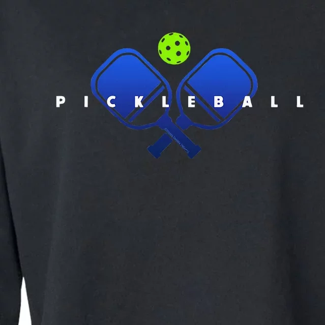 Cool Stylized Pickleball With Paddles And Ball Pickleball Cropped Pullover Crew