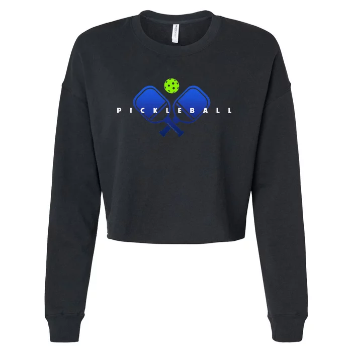 Cool Stylized Pickleball With Paddles And Ball Pickleball Cropped Pullover Crew