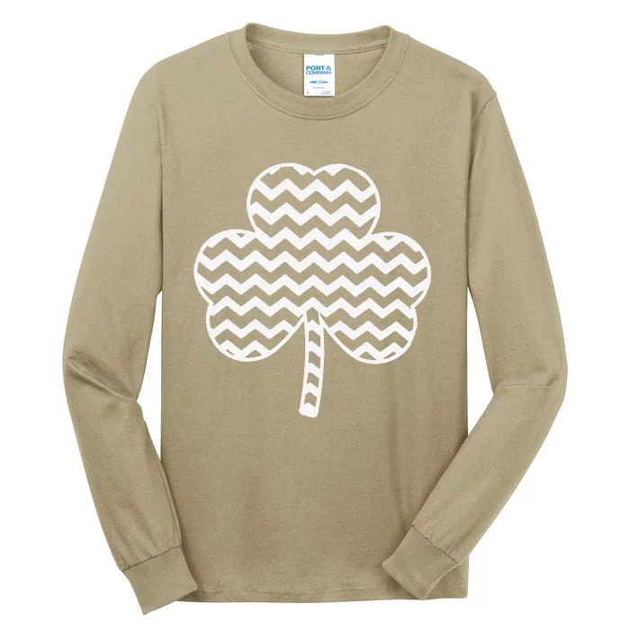 Cute St Patricks Day Mommy And Me Shamrock Chevron Pattern Tall Long Sleeve T-Shirt