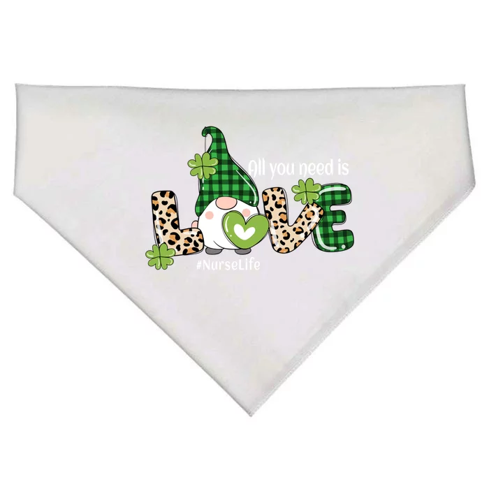 Cute St Patricks Day For Nurse Love Gnome Nurses Gift USA-Made Doggie Bandana