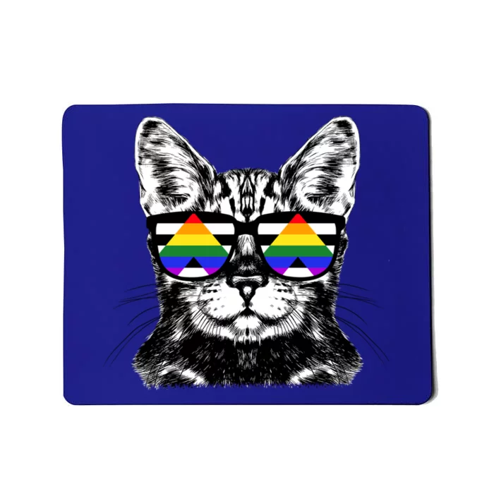 Cat Sunglasses Pride Straight Ally Flag Gift Mousepad