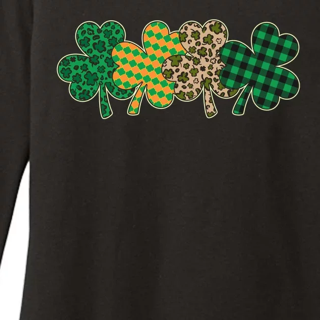 Cute St Patrick's Day Patterns Shamrock Clovers Womens CVC Long Sleeve Shirt