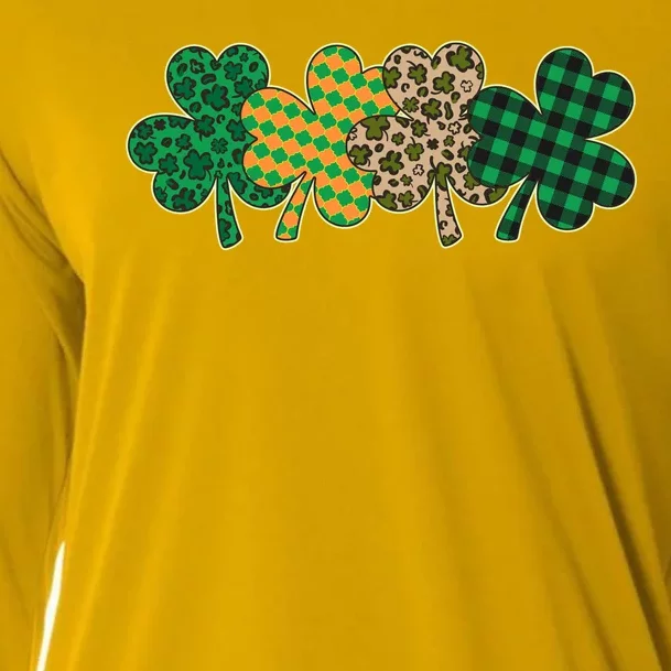 Cute St Patrick's Day Patterns Shamrock Clovers Cooling Performance Long Sleeve Crew