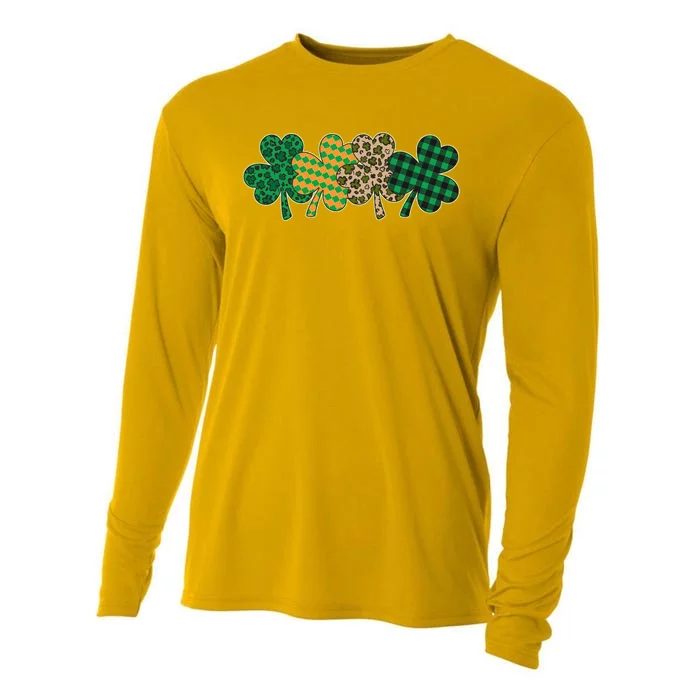 Cute St Patrick's Day Patterns Shamrock Clovers Cooling Performance Long Sleeve Crew