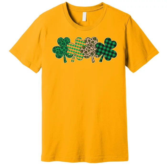 Cute St Patrick's Day Patterns Shamrock Clovers Premium T-Shirt