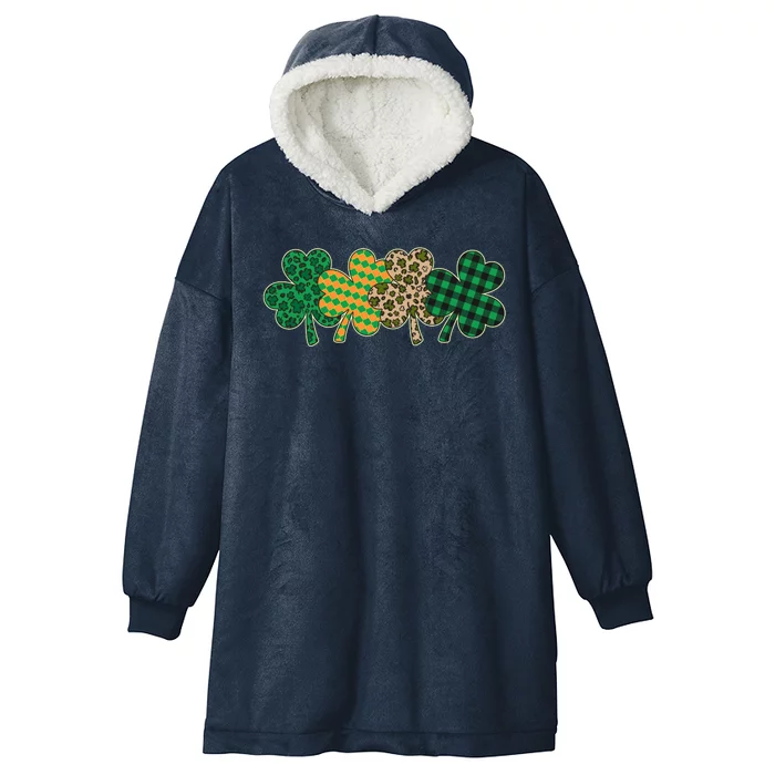 Cute St Patrick's Day Patterns Shamrock Clovers Hooded Wearable Blanket