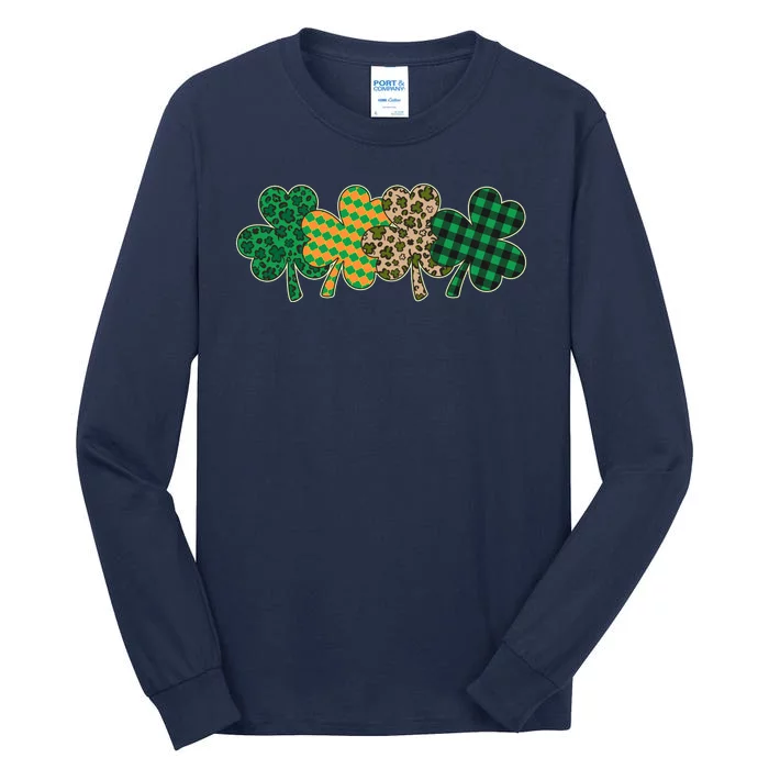 Cute St Patrick's Day Patterns Shamrock Clovers Tall Long Sleeve T-Shirt