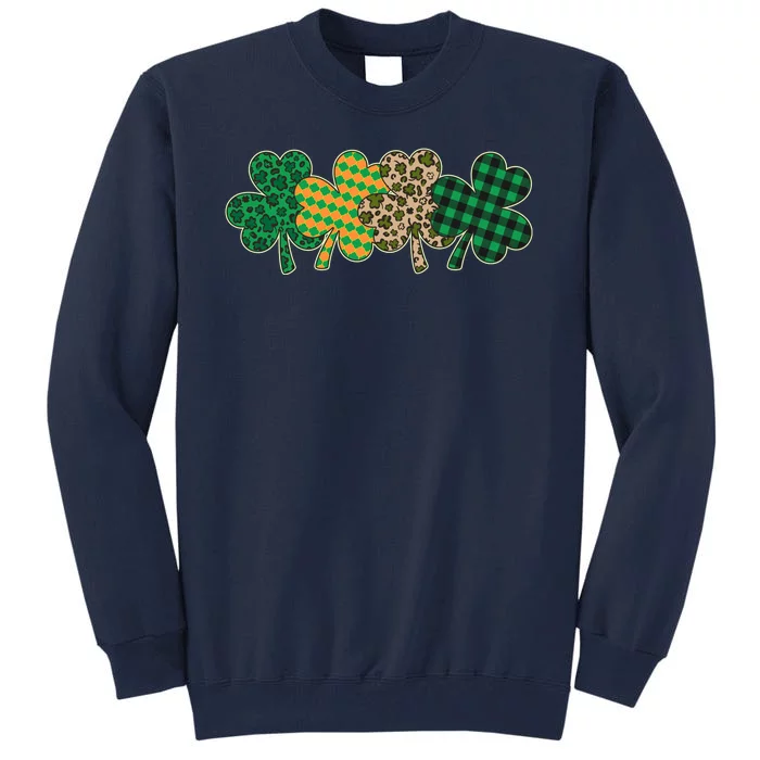 Cute St Patrick's Day Patterns Shamrock Clovers Tall Sweatshirt