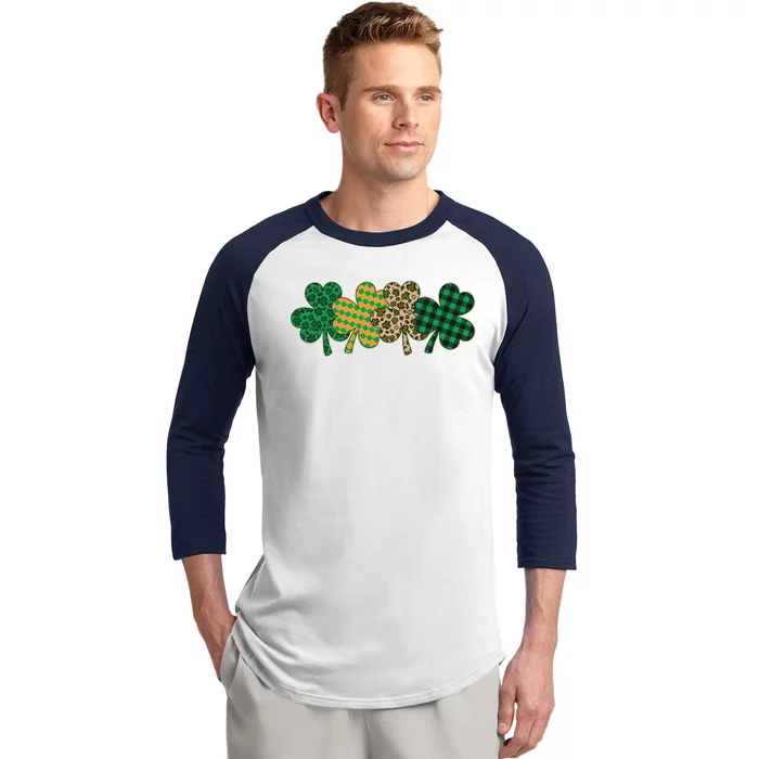 Cute St Patrick's Day Patterns Shamrock Clovers Baseball Sleeve Shirt