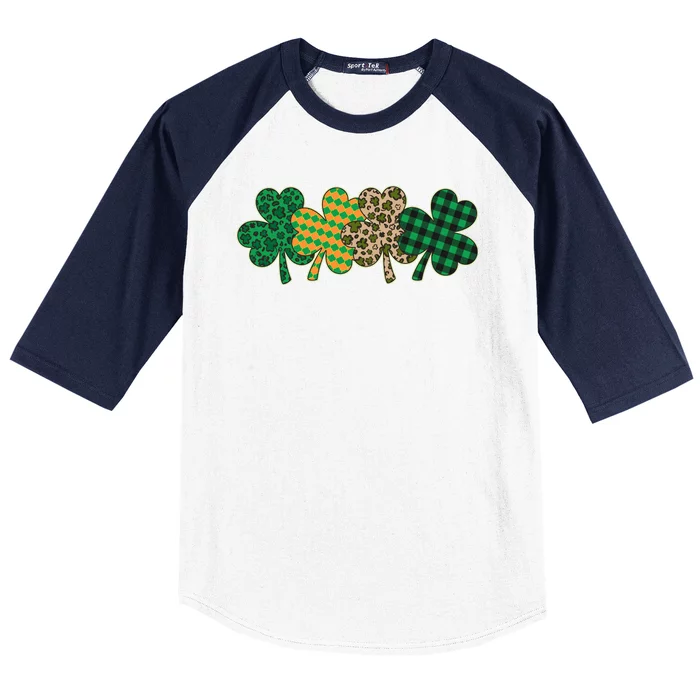 Cute St Patrick's Day Patterns Shamrock Clovers Baseball Sleeve Shirt