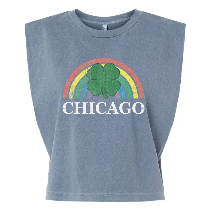 Chicago St. Patrick's Day Shamrock Rainbow Saint Paddy's Garment-Dyed Women's Muscle Tee