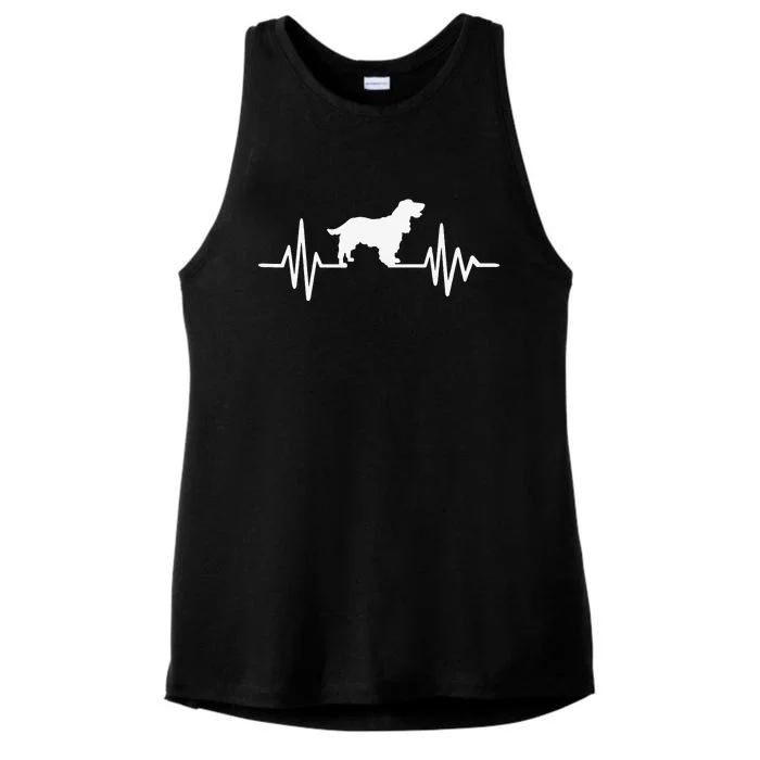 Cocker Spaniel pulse funny pet lovers Ladies Tri-Blend Wicking Tank