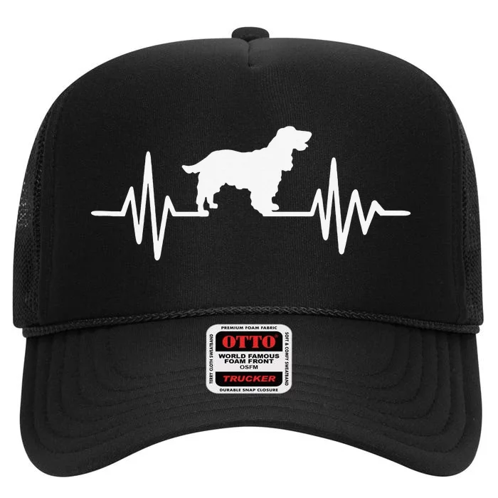 Cocker Spaniel pulse funny pet lovers High Crown Mesh Trucker Hat