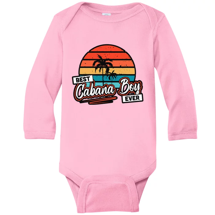 Colorful Sunset Palm Tree Best Cabana Boy Ever Baby Long Sleeve Bodysuit