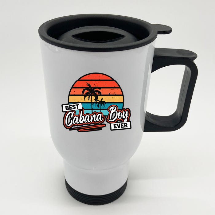 Colorful Sunset Palm Tree Best Cabana Boy Ever Front & Back Stainless Steel Travel Mug