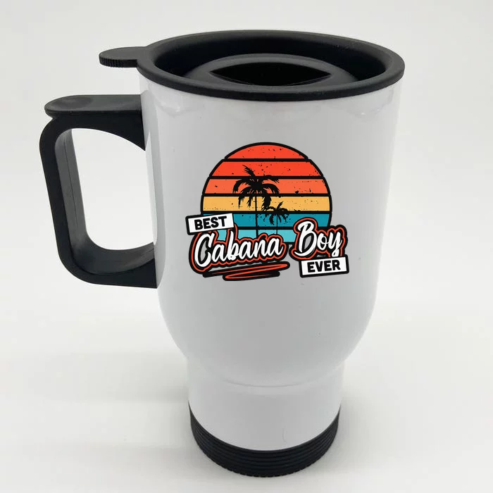 Colorful Sunset Palm Tree Best Cabana Boy Ever Front & Back Stainless Steel Travel Mug