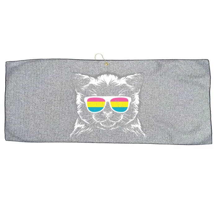 Cat Sunglasses Pansexual Pride Kitten Lgbtq Proud Ally Gift Large Microfiber Waffle Golf Towel