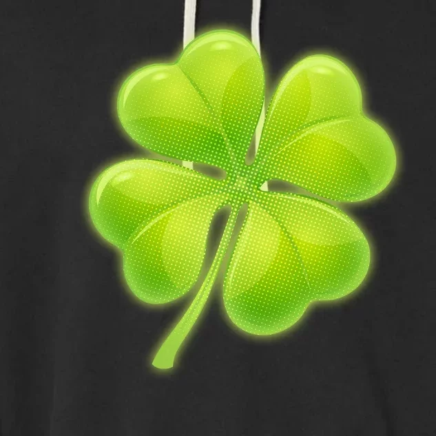 Cute St Patricks Day Lucky Glowing Shamrock Clover Garment-Dyed Fleece Hoodie