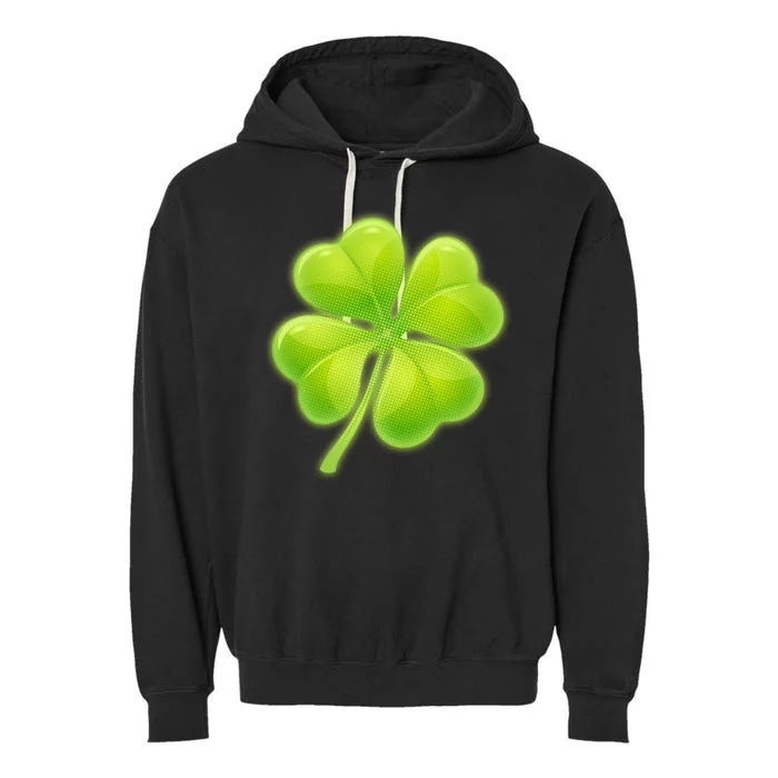 Cute St Patricks Day Lucky Glowing Shamrock Clover Garment-Dyed Fleece Hoodie