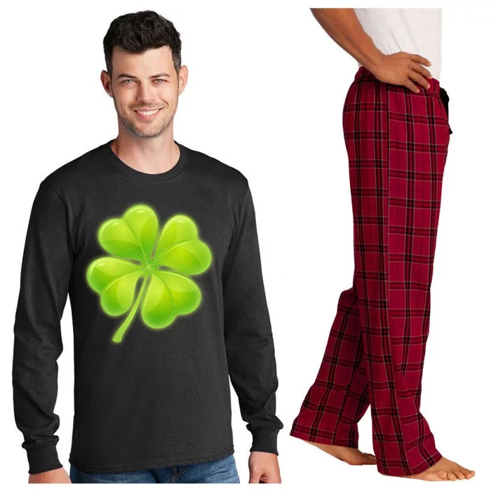 Cute St Patricks Day Lucky Glowing Shamrock Clover Long Sleeve Pajama Set