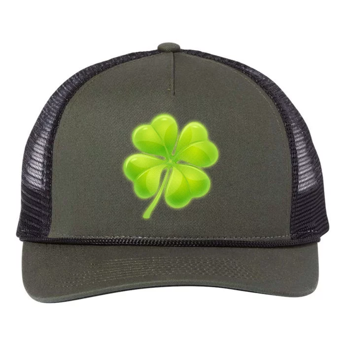 Cute St Patricks Day Lucky Glowing Shamrock Clover Retro Rope Trucker Hat Cap