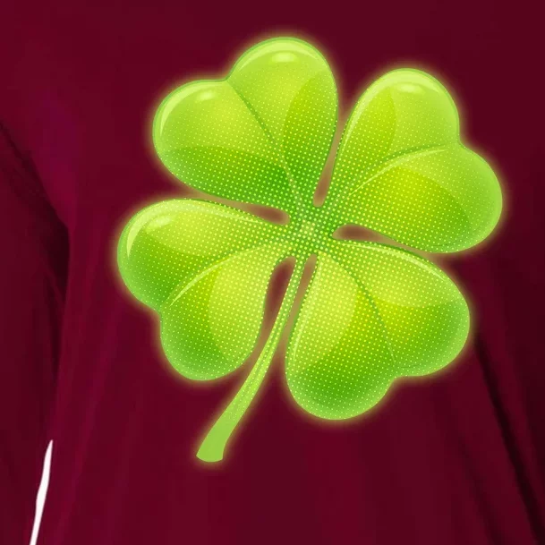 Cute St Patricks Day Lucky Glowing Shamrock Clover Cooling Performance Long Sleeve Crew